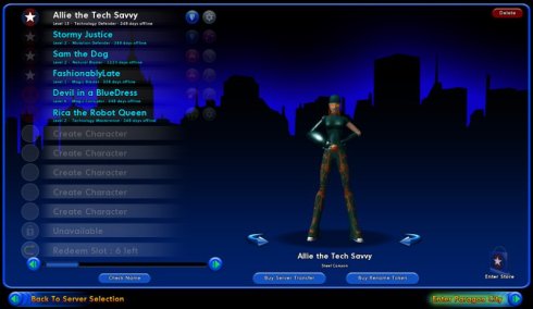 City of Heroes Characters on the Virtue Server