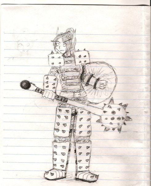 Katiea, a blood elf paladin, wearing spiky plate armor.