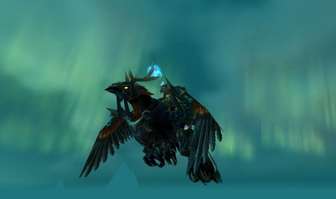 Mishaweha riding on a hippogryph.