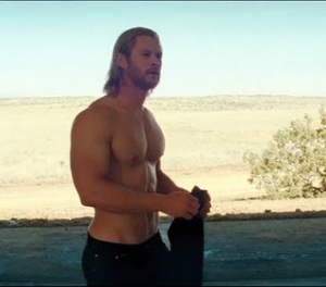 Chris Hemsworth as Thor, Shirtless